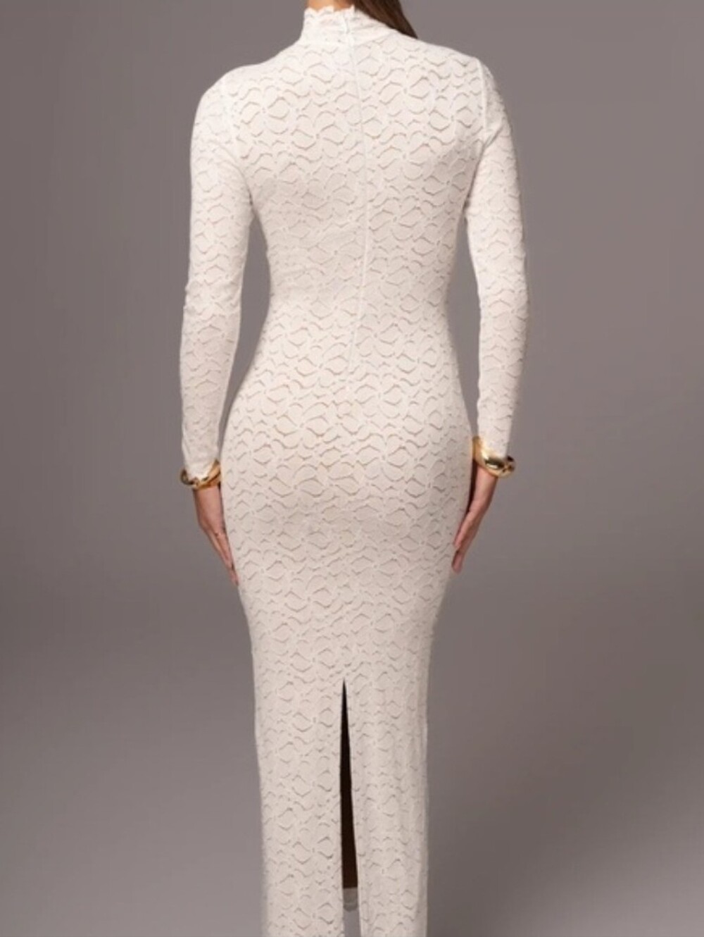 JLUXLABEL | White Amara Mock Neck Maxi Dress Size L - Picture 5 of 9